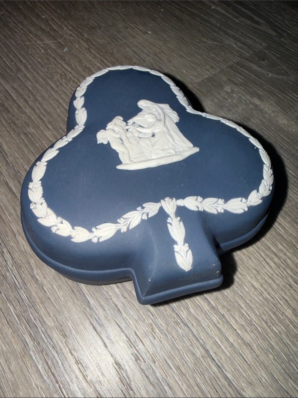 Wedgwood Jasperware Dark Blue Trinket Box, Clover